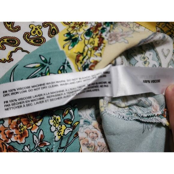 Denim & Flower Ricky Singh Mens L Button Up Shirt Yellow Floral Paisley Hawaiian - Picture 6 of 7